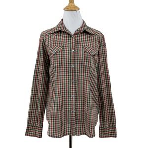 Wrangler Shirt Womens S Small Plaid As Real As Pearl Snap Button Western Pocket